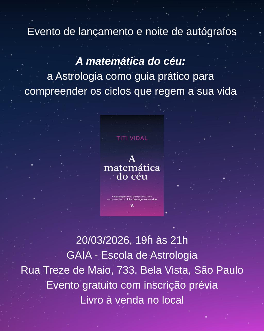 Evento presencial de lançamento de A Matemática do Céu